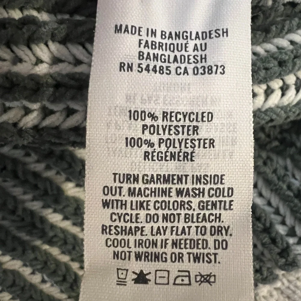 Aerie Beyond Chenille Oversized Sweater Green and Cream Striped Pattern- Size S - Picture 5 of 6